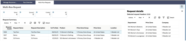 This image shows the multirun request for four departments This image shows the multirun request for four departments