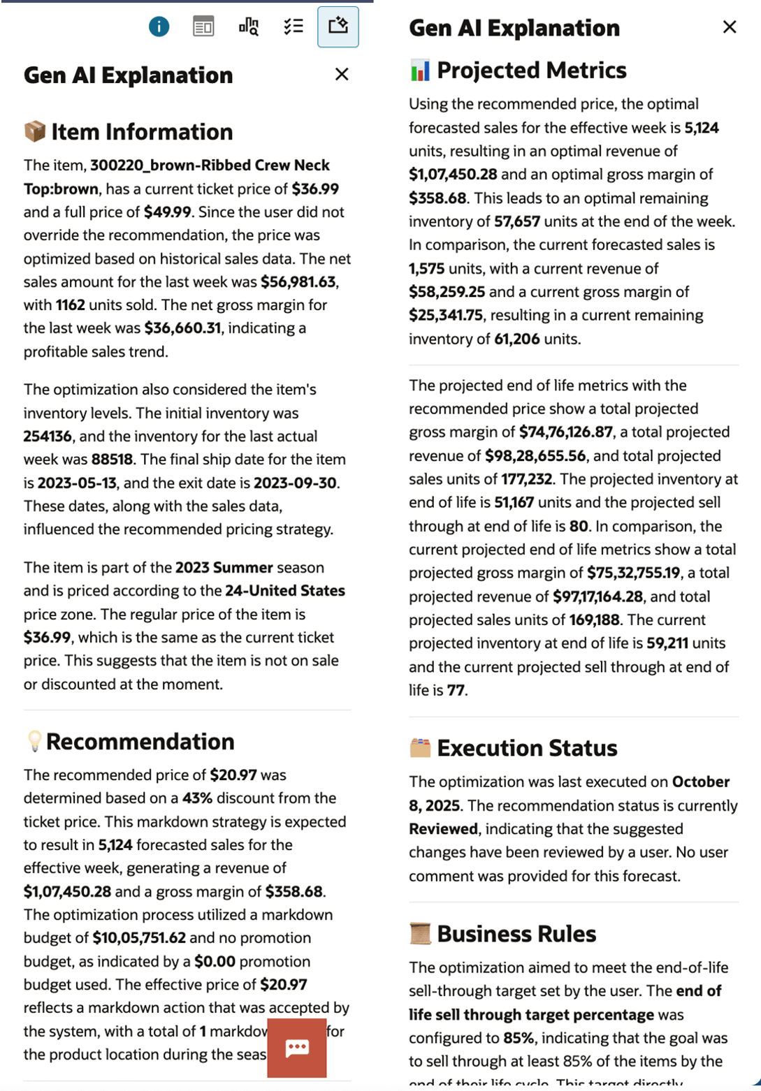 Manage LPO Recommendations - GenAI Explainability