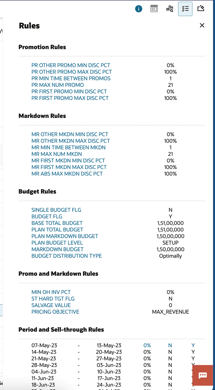 Manage LPO Recommendations - Rules Panel - Promotion and Markdown