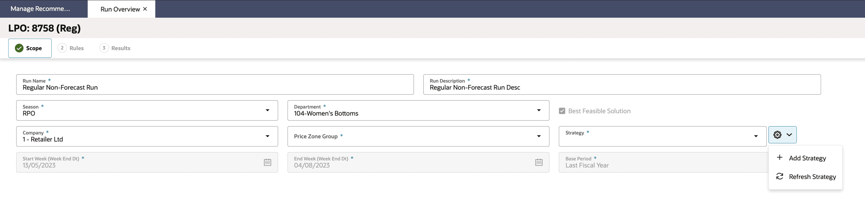 Regular Run - Rules Based - Scope