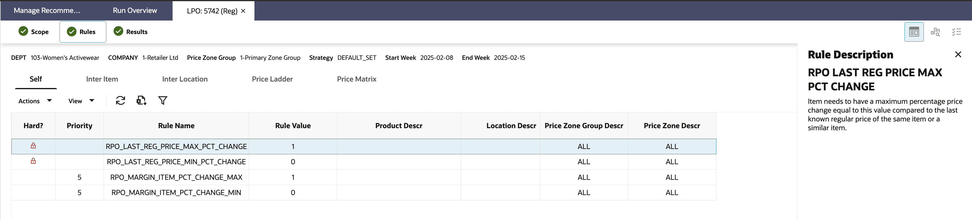 This image shows regular run rules.