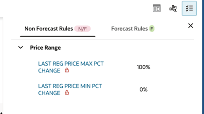 This image shows regular run results rules panel non-forecast