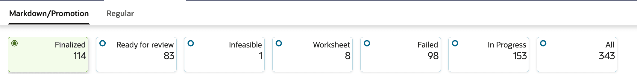 This image shows run overview status tiles.