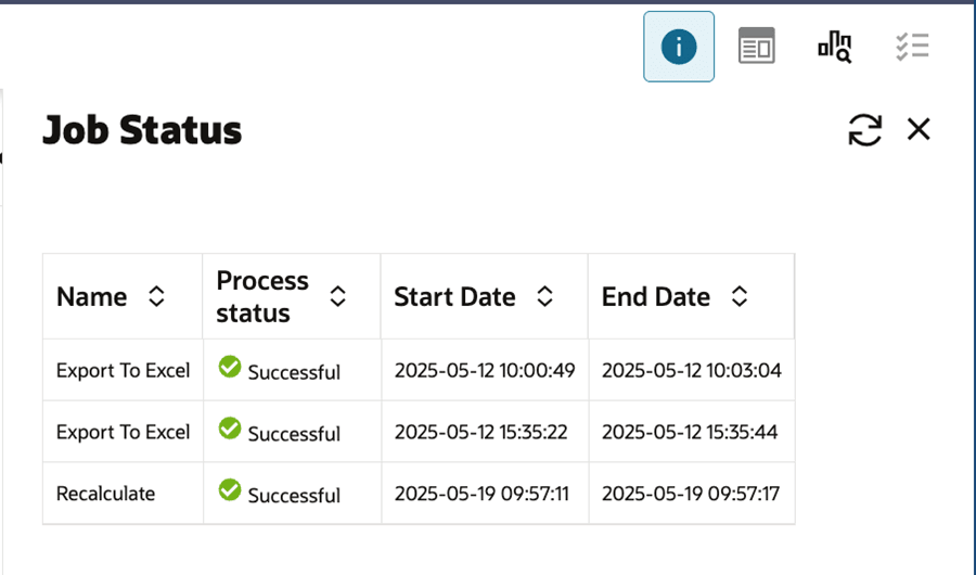 This image shows bicontextual area job status.