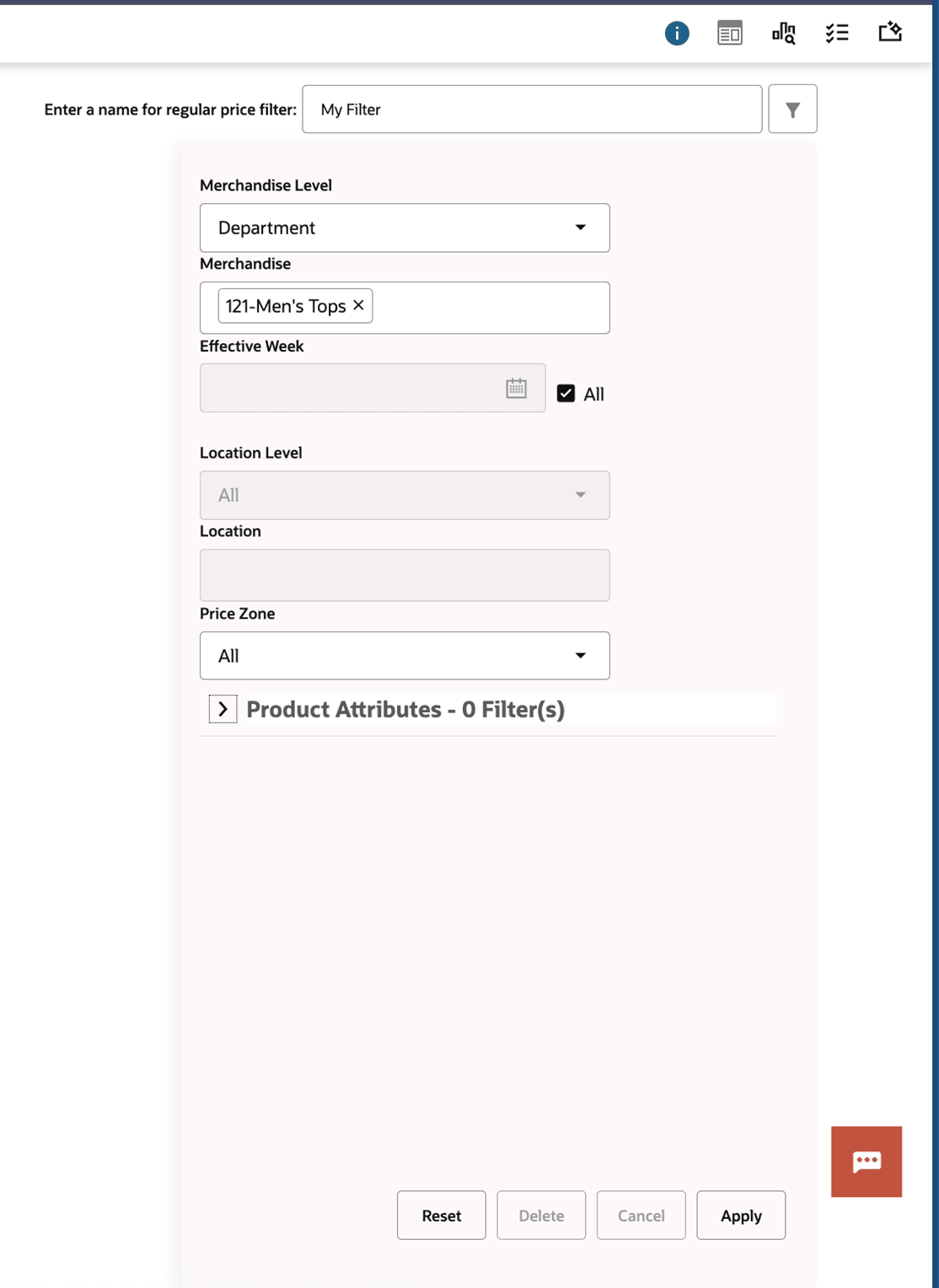 This image shows the user filter for regular recommendations. This image shows the user filter for regular recommendations.