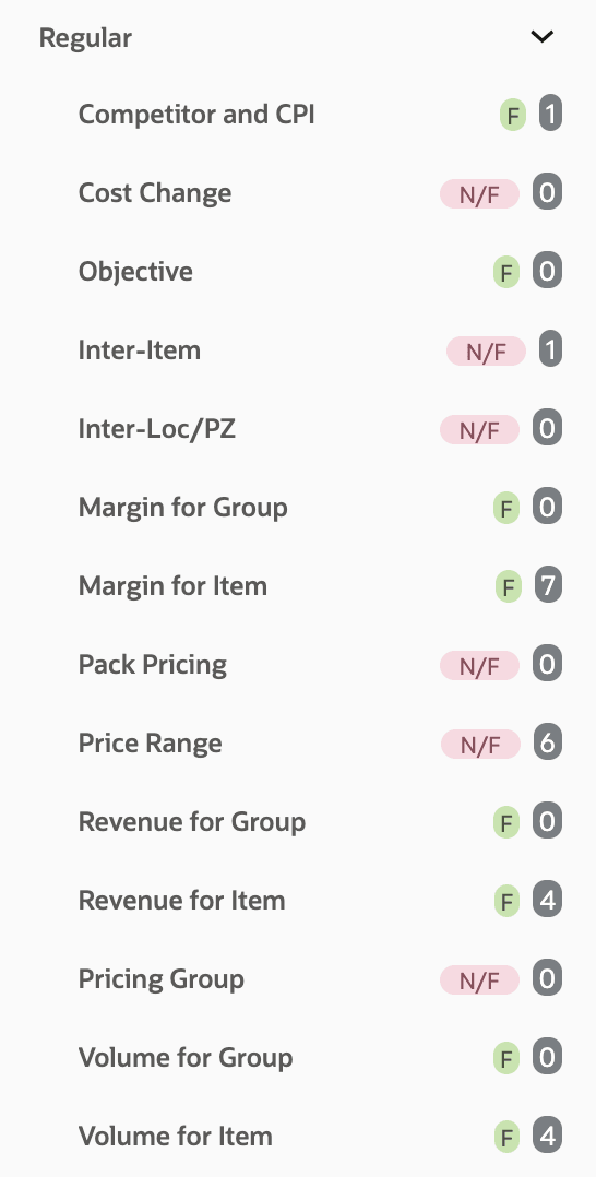 Control and Tactical Center - Regular Rule Categories - Forecast or Non/Forecast