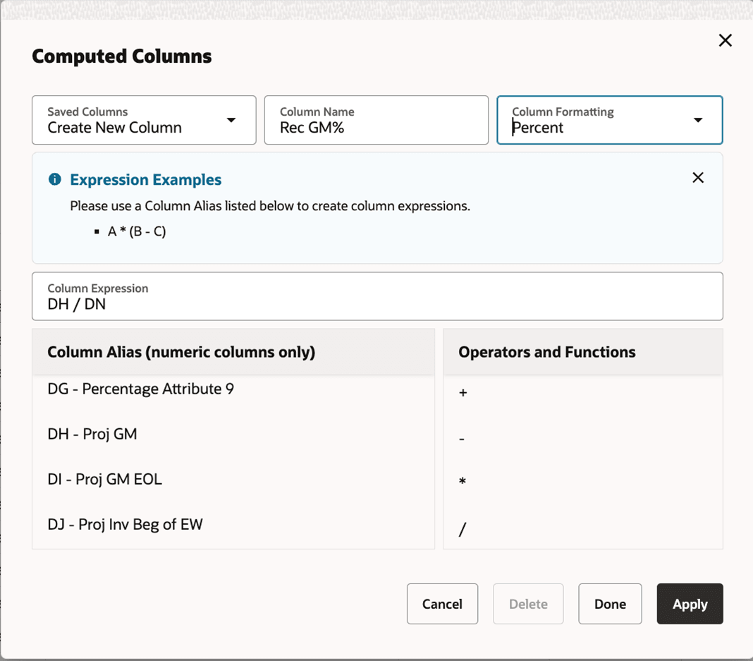 Manage LPO Recommendations - Computed Columns