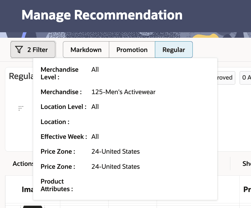 Figure 8-2 Manage Recommendations - User Filter Button