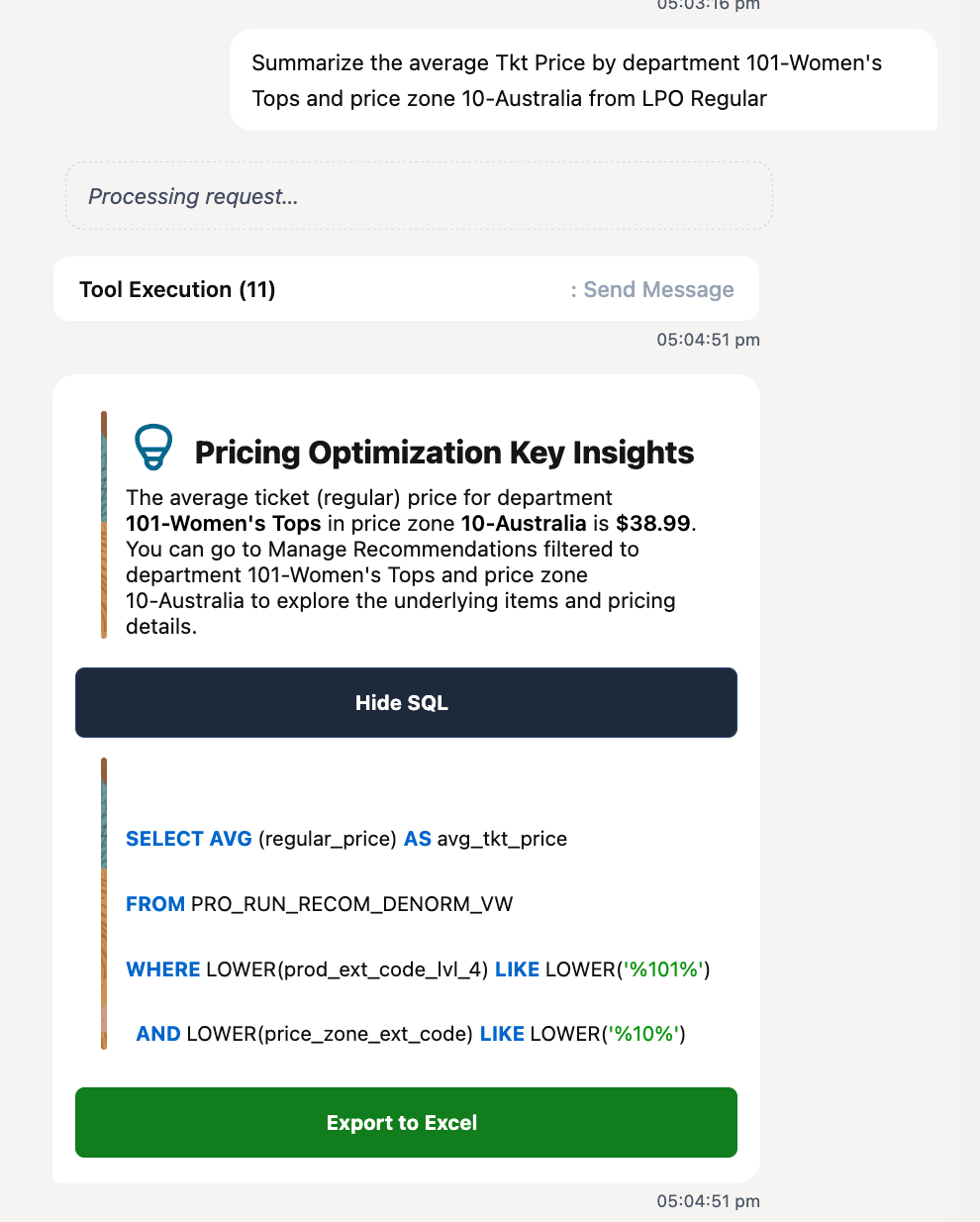 Screenshot for Sample Conversations