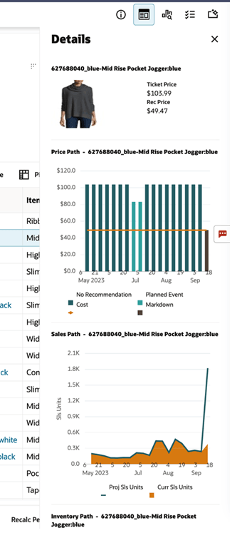 This image shows the contextual pane