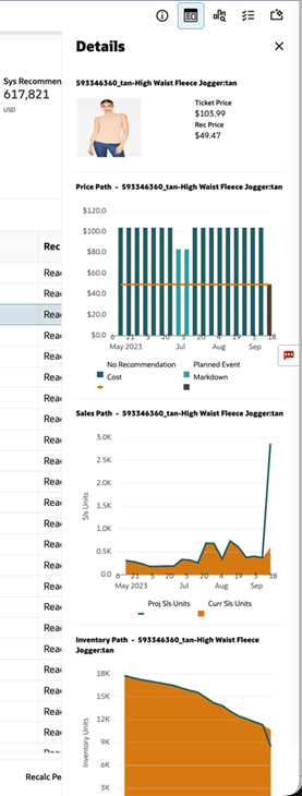 Promotion/Markdown Run Results Contextual Panel