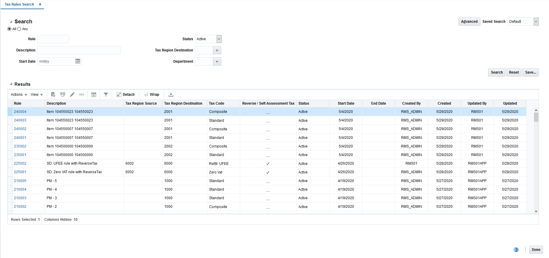 Tax Rule Search