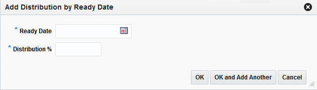 Add Distribution by Ready Date window Add Distribution by Ready Date window
