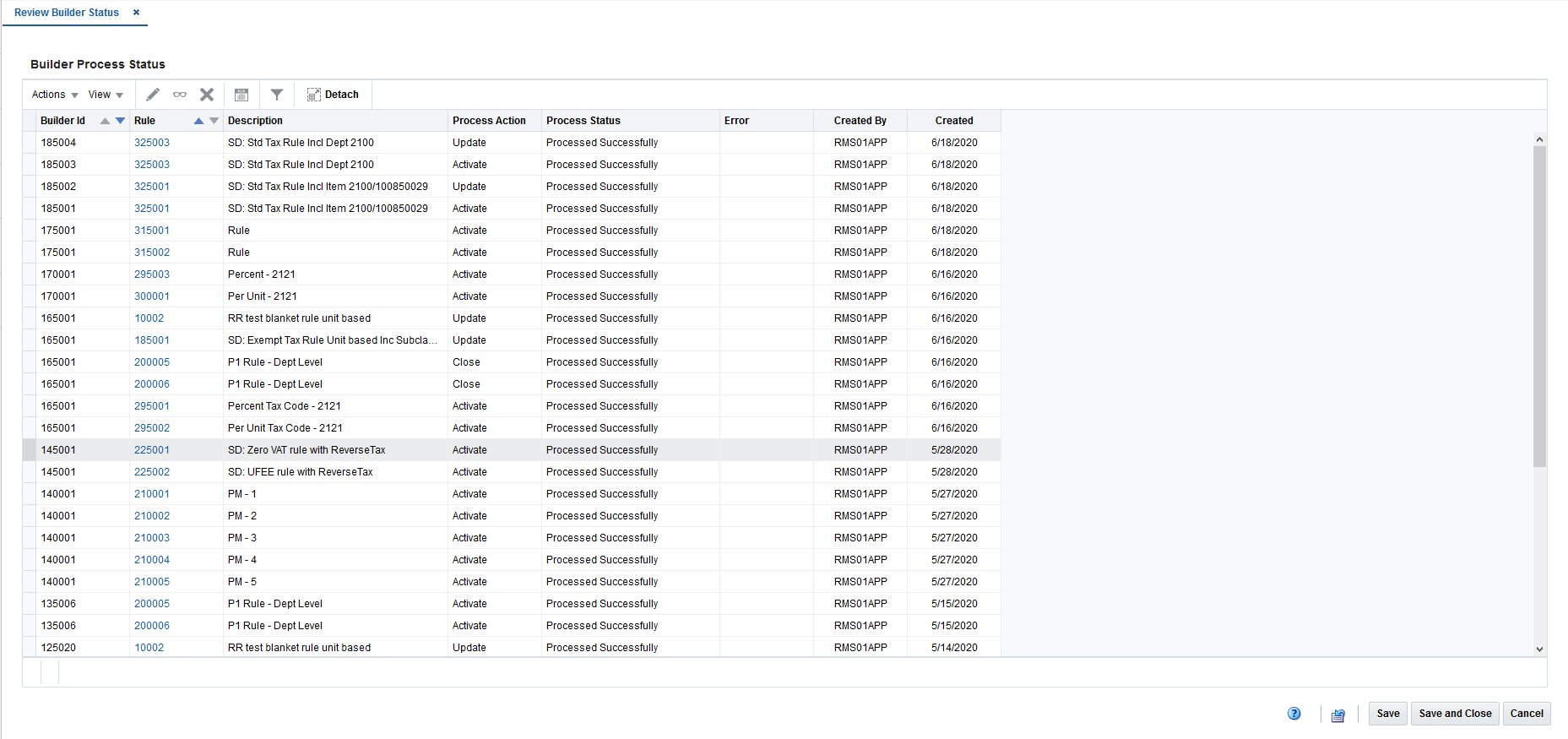 Review Builder Status Page