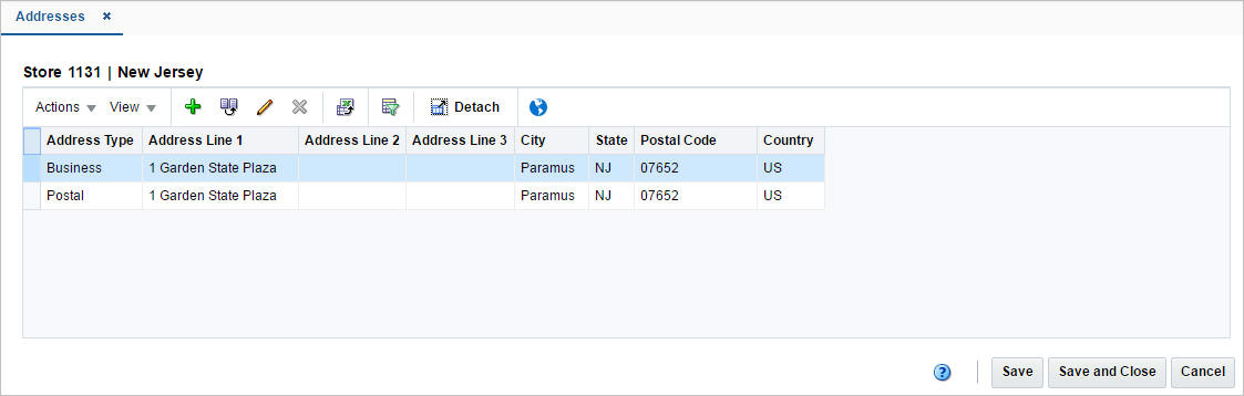 Addresses window Addresses window