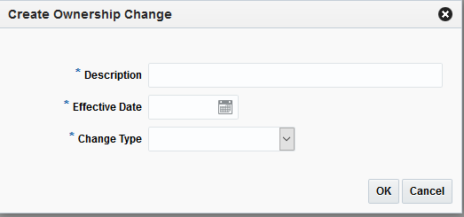 Create Ownership Change Pop-up