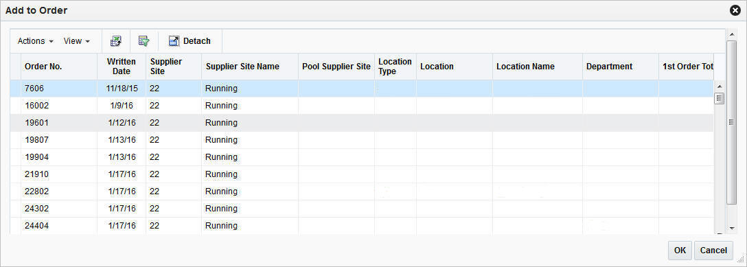 Add to Order window Add to Order window