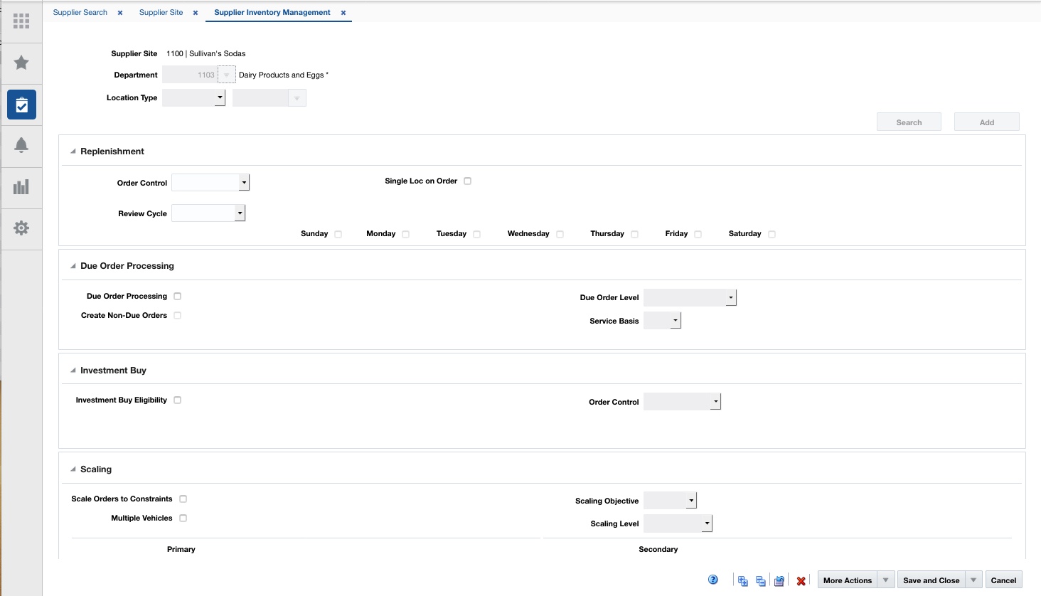 Supplier Inventory Management Page