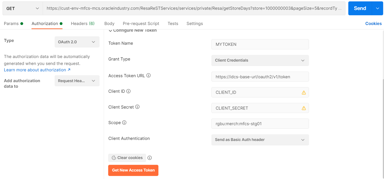 Authorization Tab ??? Get New Access Token