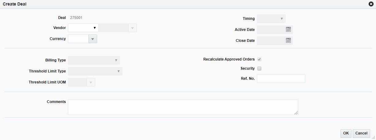 Create Deal window Create Deal window