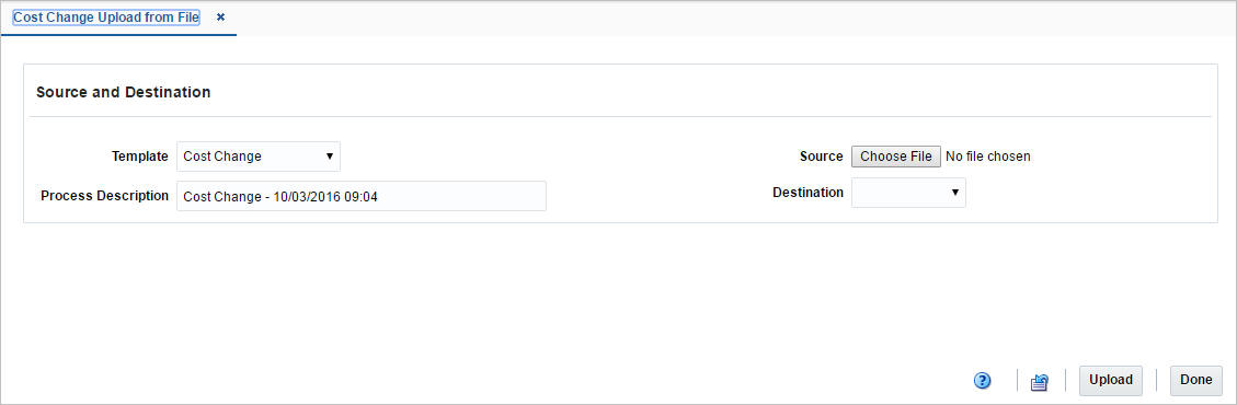 Cost Change Upload from File