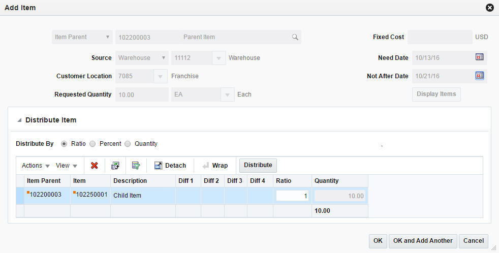 Add Item window Item Parent Add Item window Item Parent