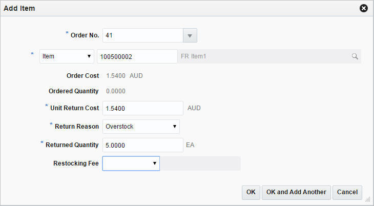 Add Item window Add Item window
