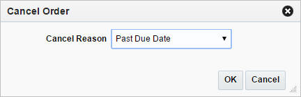 Cancel Order window Cancel Order window