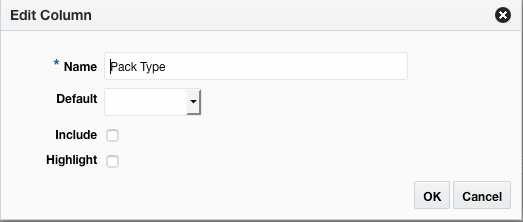 Edit Column Window Edit Column Window