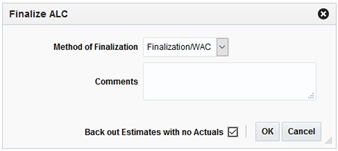 Finalize ALC Window Finalize ALC Window