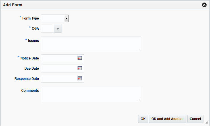 Add Form window Add Form window