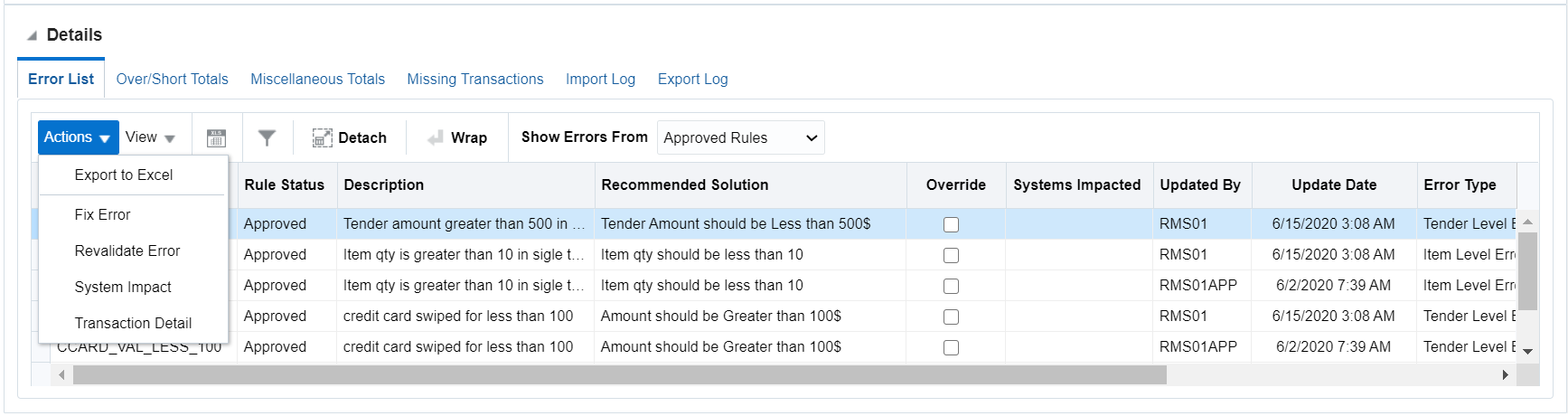Revalidate Option Revalidate Option
