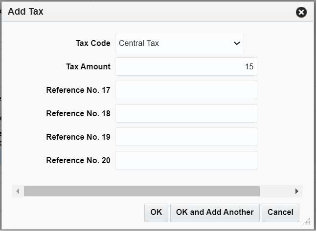 Add Tax dialog