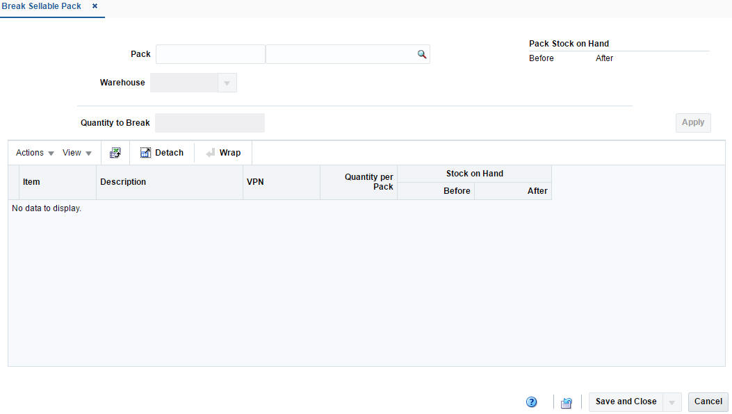 Break Sellable Pack window Break Sellable Pack window