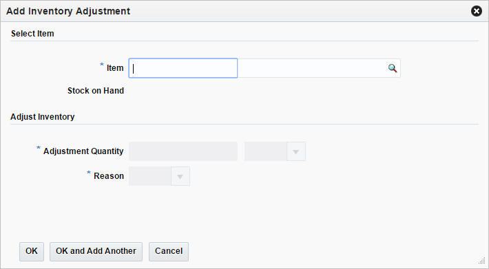Add Inventory Adjustment Add Inventory Adjustment