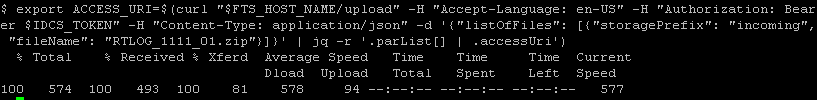 Sample Response for Retrieve PAR for Uploading Files Command