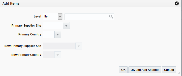Add Items Pop-up - Update Primary Supplier