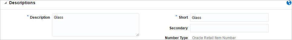 Descriptions section Descriptions section