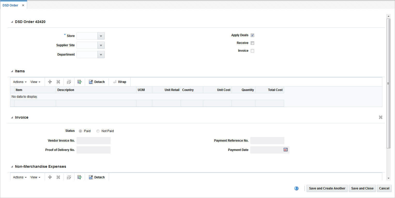 DSD Order window