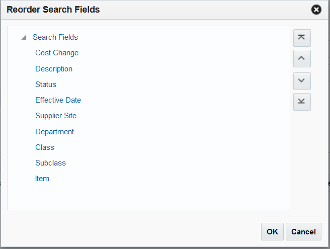 Reorder Search Fields Dialog