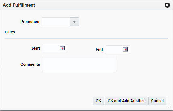 Add Fulfillment window Add Fulfillment window