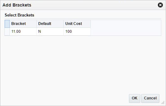Add Brackets window Add Brackets window