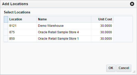 Add Locations window Add Locations window