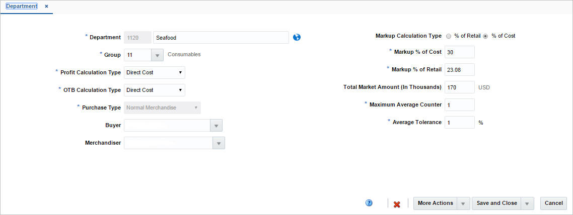 Department window Department window