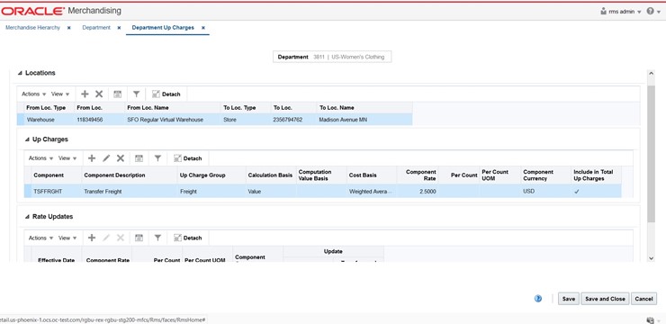 Department Up Charges Page Department Up Charges Page