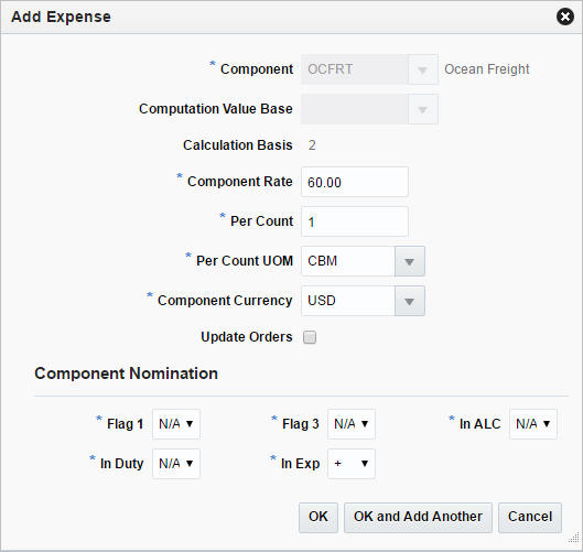 Add Expense window Add Expense window