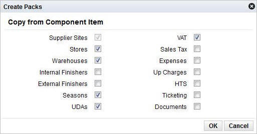 Create Packs window Create Packs window