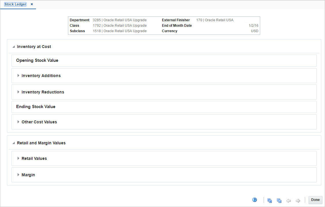 Stock Ledger window Stock Ledger window