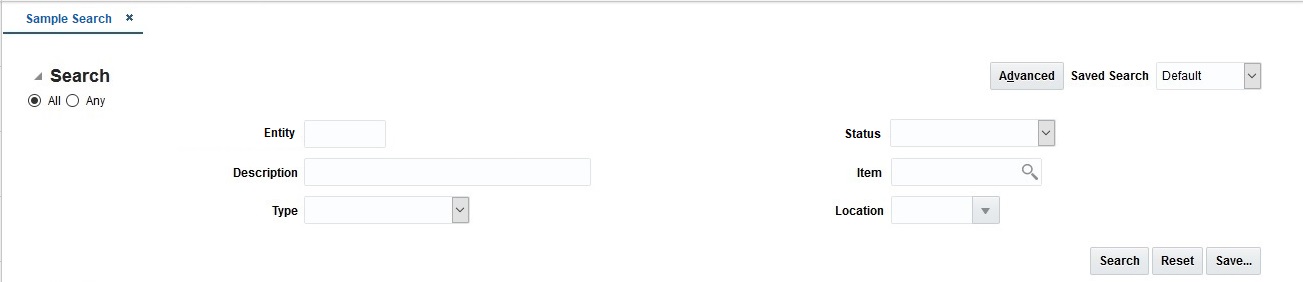 Sample Search Screen Sample Search Screen