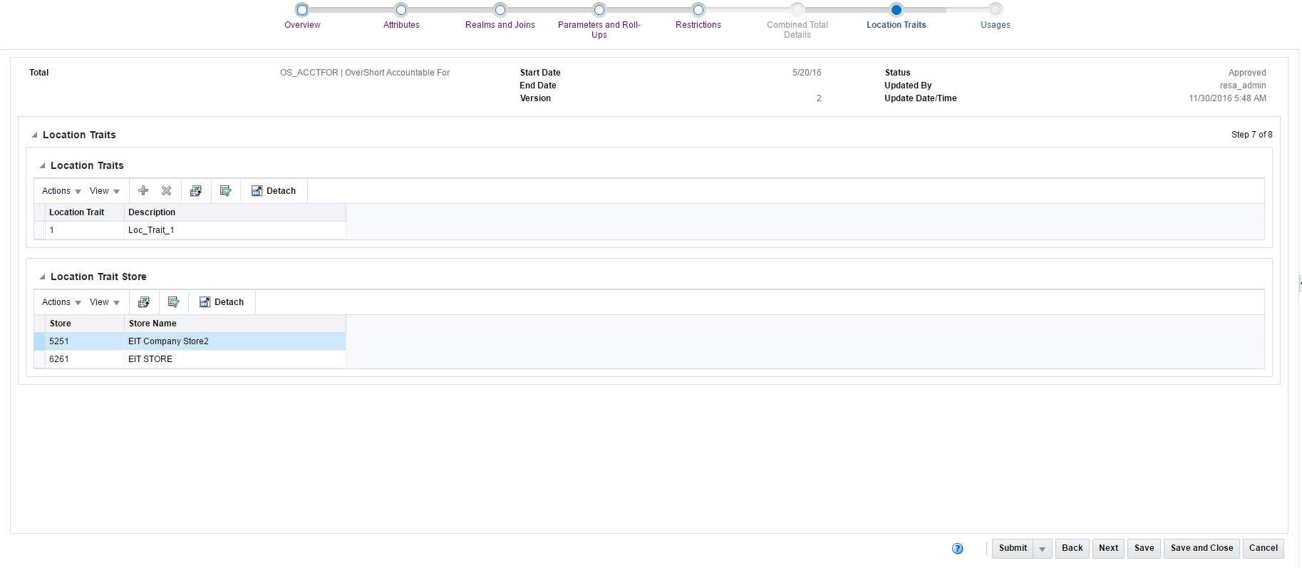 Location Traits Window Location Traits Window